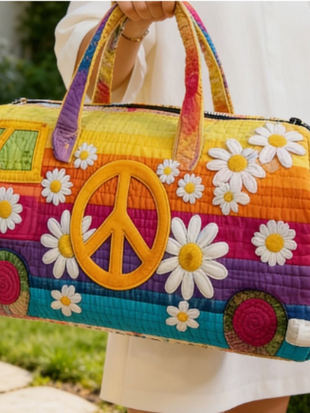 NEW Peace Sign Colorful Retro Weekender Duffle